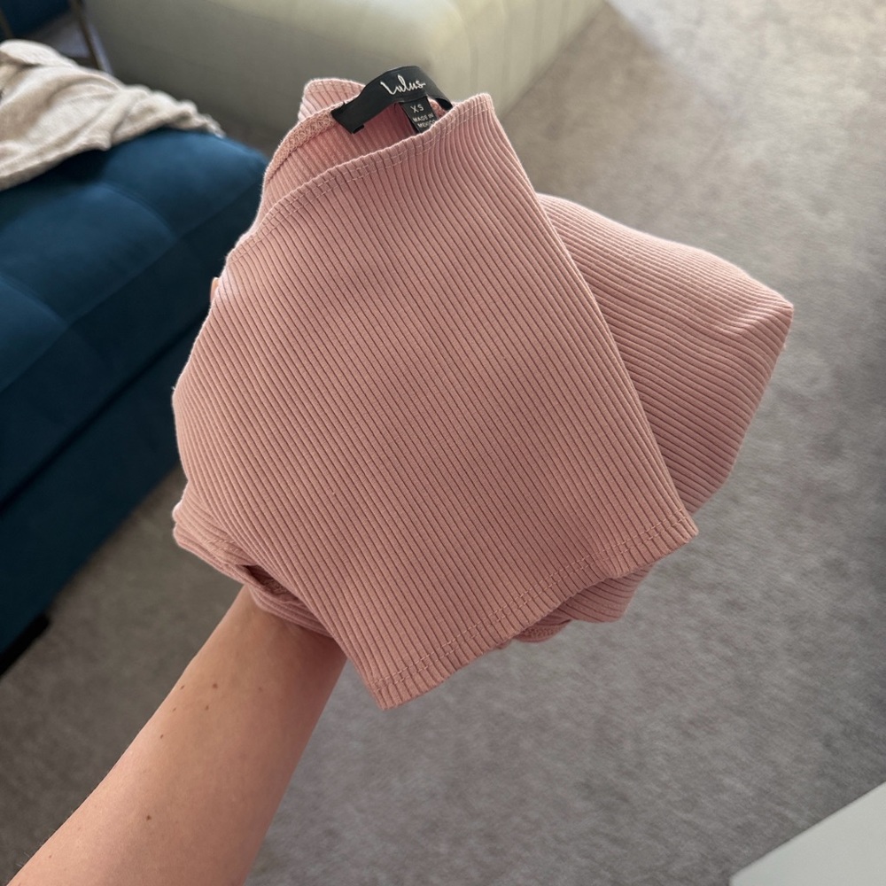 Lulus Pink Ribbed Two-Piece Tank & Skirt Set - Picture 5 of 5